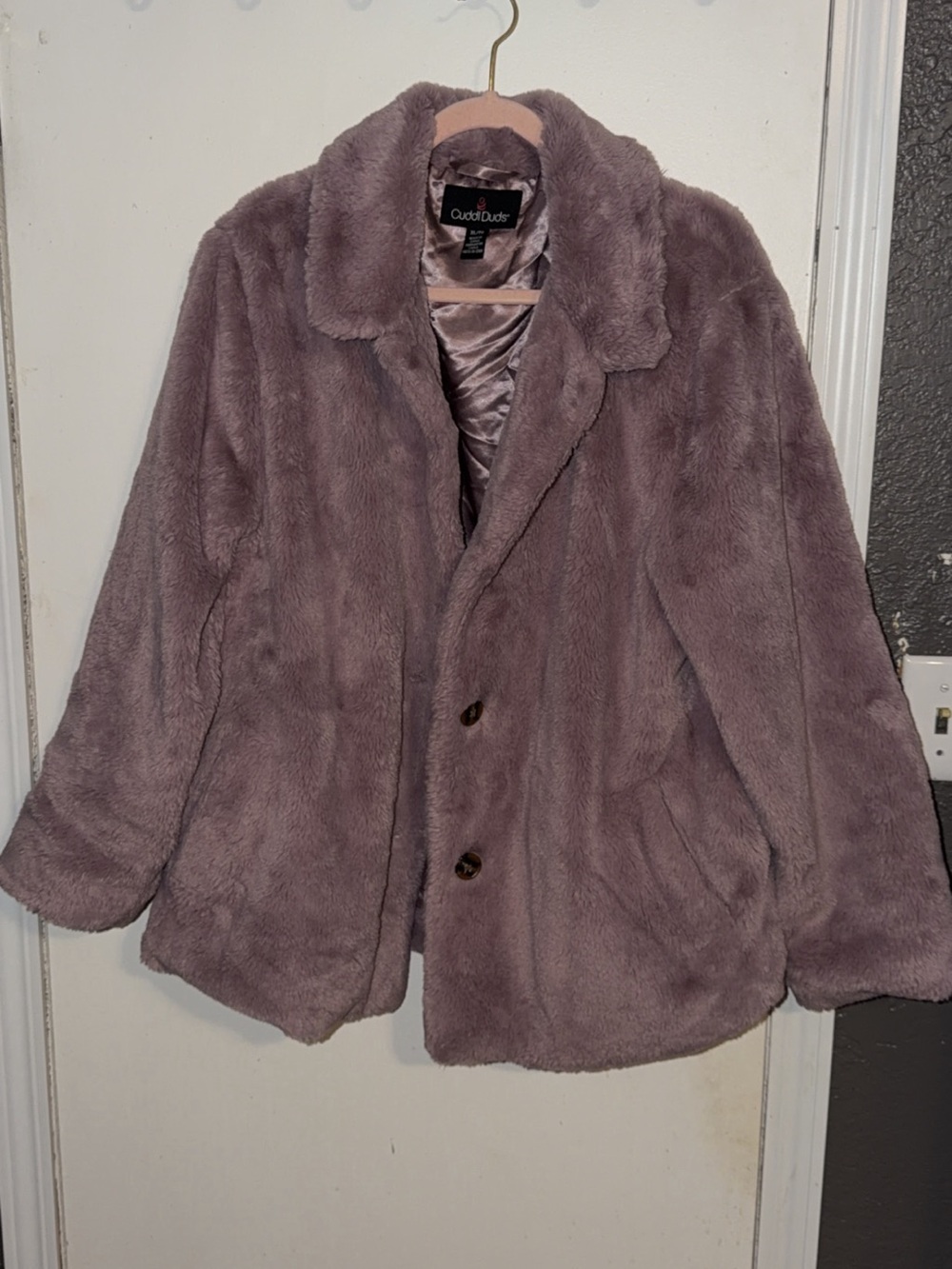 Cuddl Duds Faux Fur Jacket XL- Dusty Lavender